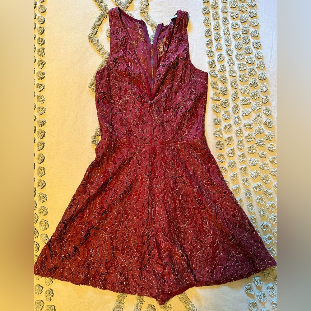 Charlotte Russe Shimmer Lace Romper